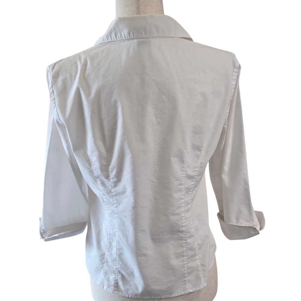 Notations Button Down Shirt Womens PM (S) White Professional 3/4 Sleeve Tailored - Picture 9 of 9